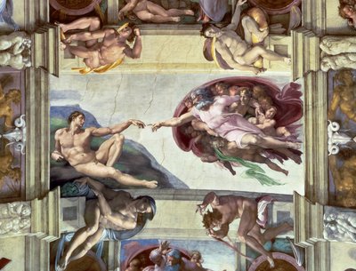 Sixtijnse Kapel Plafond: Schepping van Adam, 1510 door Michelangelo Buonarroti